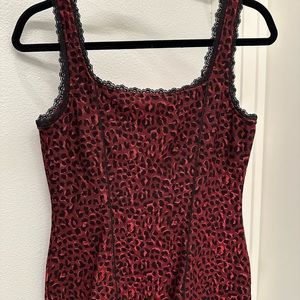 Red leopard print corset top